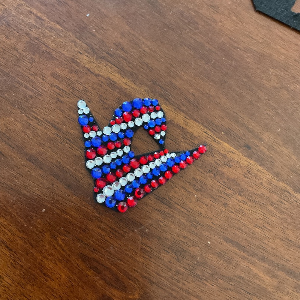 Patriotic, dance or baton costume, hairpiece, rhinestone, red, white blue